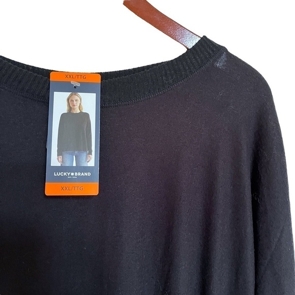 LUCKY BRAND NWT Crewneck Pullover Cozy Sweater Size XXL in Black - Picture 5 of 14